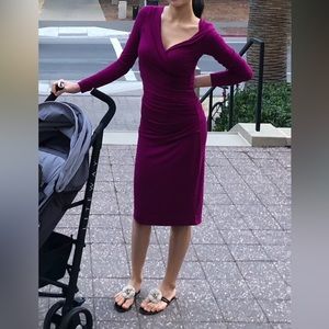 🦋 Diane von Furstenberg S Fuchsia Bentley fitted ruched dress DVF
